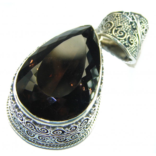 Luxurious 55.9 carat Fancy Smoky Topaz .925 Sterling Silver handmade Pendant - photo 2