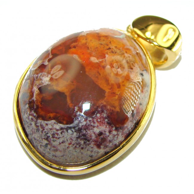 A Golden River Natural Mexican Fire Opal 14K Gold over .925 Sterling Silver handmade Pendant - photo 2