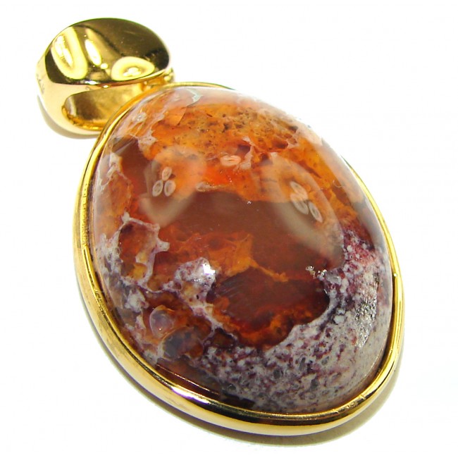 A Golden River Natural Mexican Fire Opal 14K Gold over .925 Sterling Silver handmade Pendant - photo 1