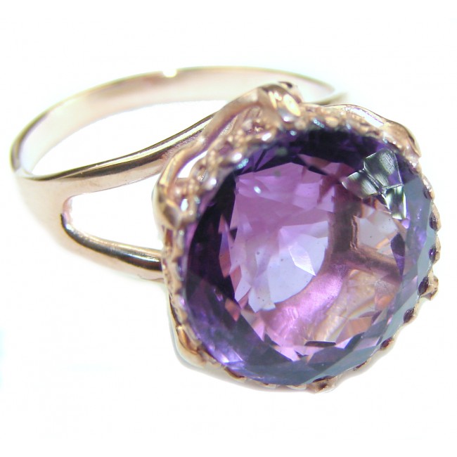 Purple Amethyst 14K Rose Gold over .925 Sterling Silver Handcrafted Ring size 9 1/4 - photo 3