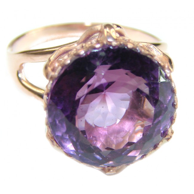 Purple Amethyst 14K Rose Gold over .925 Sterling Silver Handcrafted Ring size 9 1/4 - photo 2