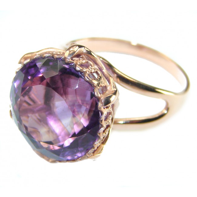 Purple Amethyst 14K Rose Gold over .925 Sterling Silver Handcrafted Ring size 9 1/4 - photo 1