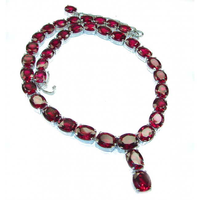 Giovanna Incredible Design Red Topaz .925 Sterling Silver handmade necklace