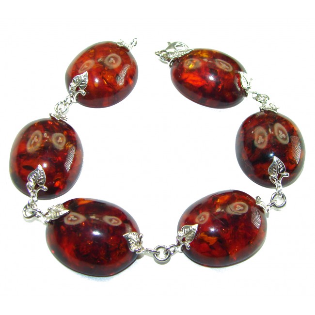 Cognac Color Beautiful Amber .925 Sterling Silver handcrafted Bracelet - photo 2