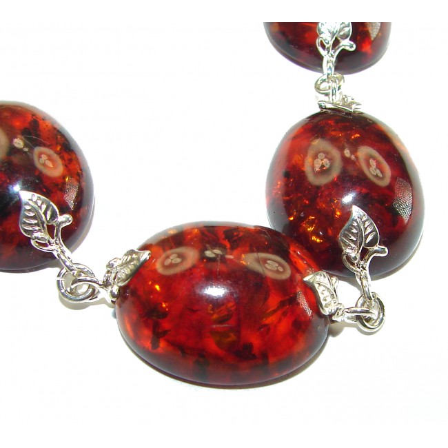 Cognac Color Beautiful Amber .925 Sterling Silver handcrafted Bracelet - photo 1