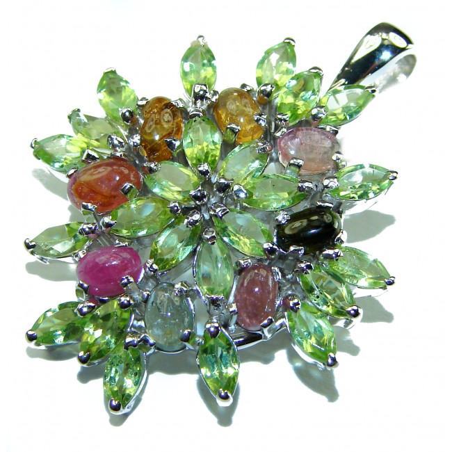Fresh Beginning authentic Peridot Tourmaline .925 Sterling Silver handmade Pendant - Brooch - photo 3