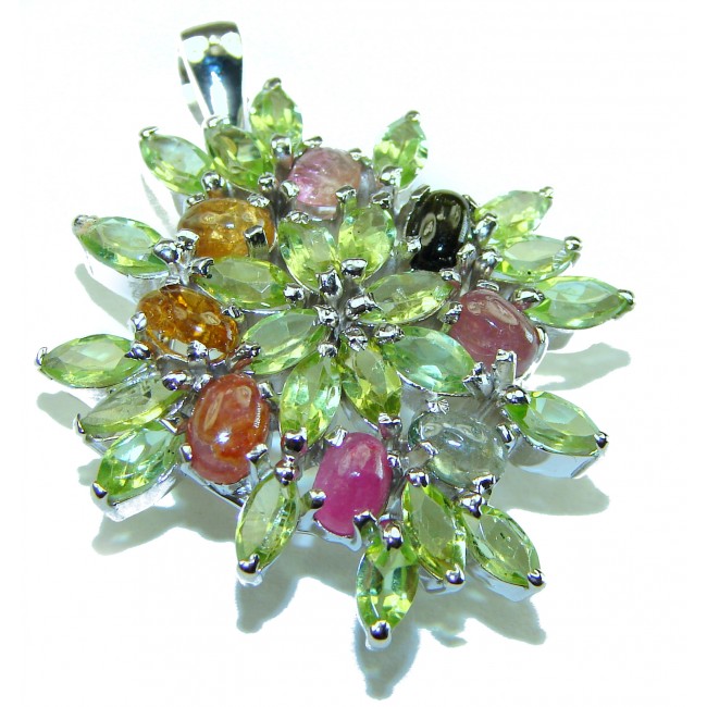 Fresh Beginning authentic Peridot Tourmaline .925 Sterling Silver handmade Pendant - Brooch - photo 2