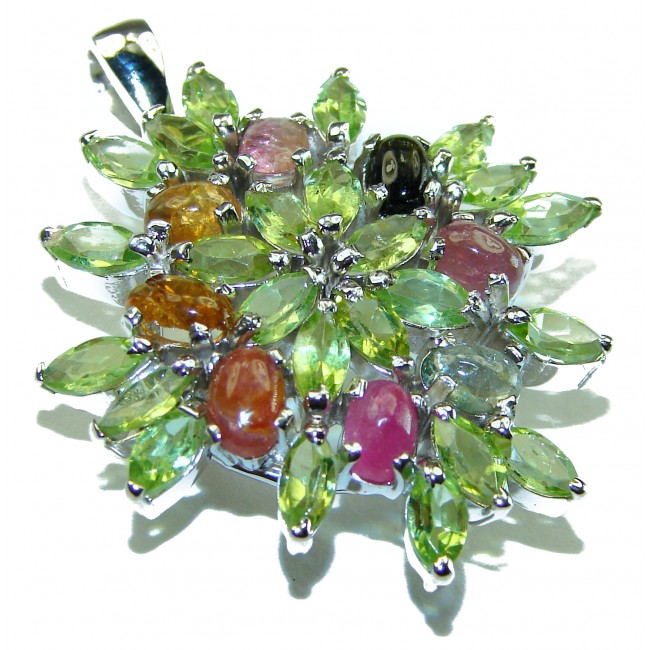 Fresh Beginning authentic Peridot Tourmaline .925 Sterling Silver handmade Pendant - Brooch - photo 1