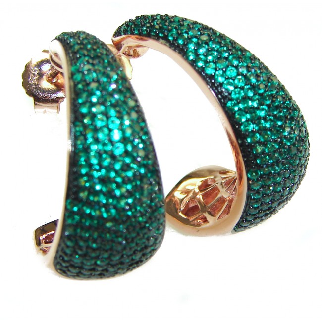 Truly Spectacular Emerald 14K Rose Gold over .925 Sterling Silver handmade Earrings - photo 3