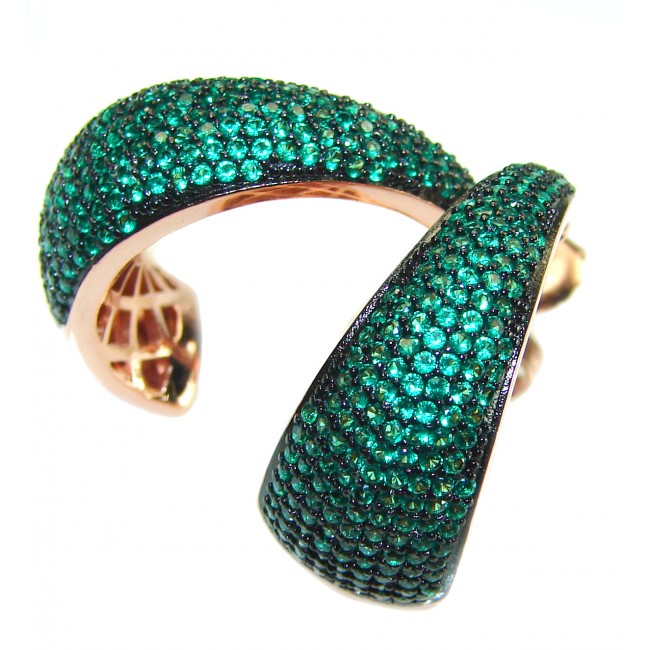 Truly Spectacular Emerald 14K Rose Gold over .925 Sterling Silver handmade Earrings - photo 2