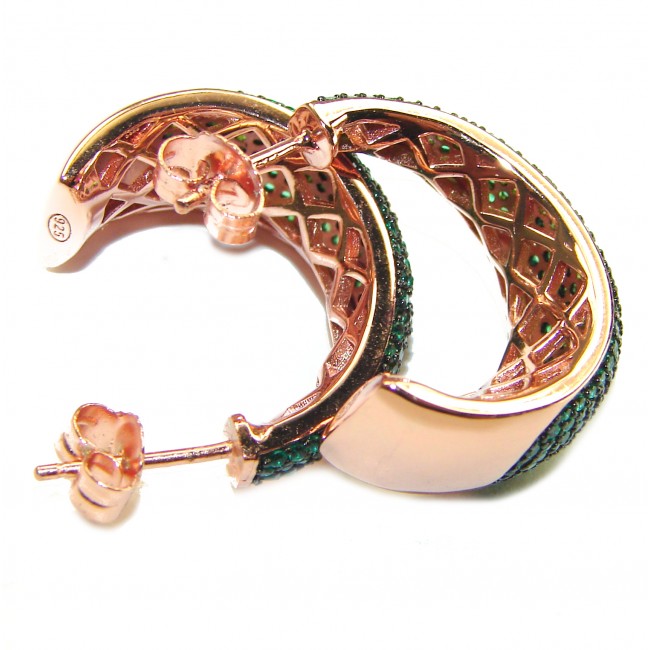Truly Spectacular Emerald 14K Rose Gold over .925 Sterling Silver handmade Earrings - photo 1
