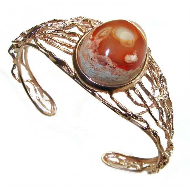 Authentic Mexican Opal handmade 14K Rose Gold over .925 Sterling Silver Bracelet / Cuff - photo 3
