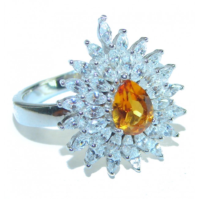 Luxury Yellow Sapphire .925 Sterling Silver handcrafted ring; s. 7 - photo 3