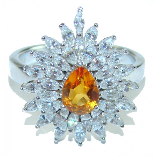 Luxury Yellow Sapphire .925 Sterling Silver handcrafted ring; s. 7 - photo 2