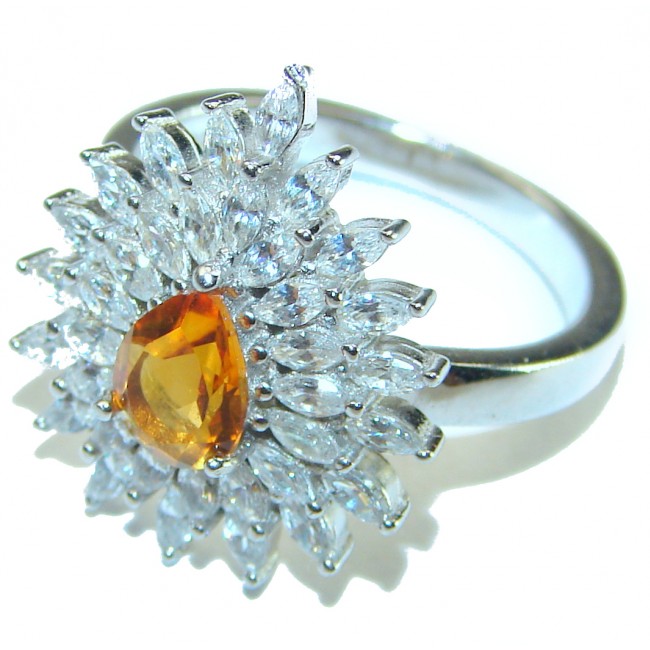 Luxury Yellow Sapphire .925 Sterling Silver handcrafted ring; s. 7 - photo 1