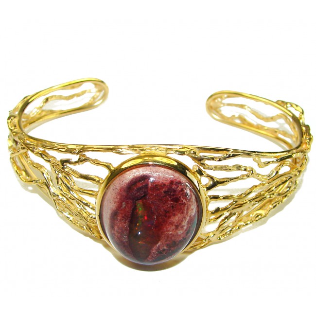 Authentic Mexican Opal handmade 14K Gold over .925 Sterling Silver Bracelet / Cuff - photo 3