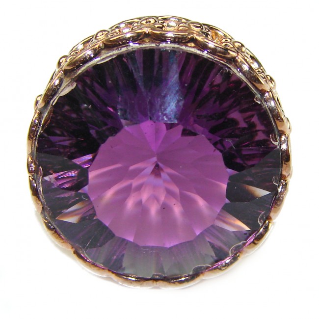 Dramatic design Amethyst 14K Rose Gold over .925 Sterling Silver Handcrafted Ring size 9 1/4 - photo 2