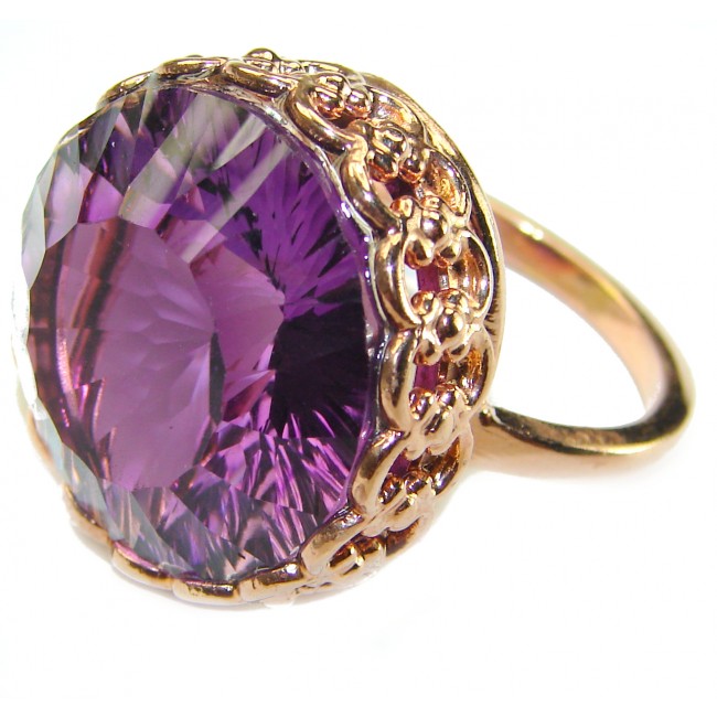 Dramatic design Amethyst 14K Rose Gold over .925 Sterling Silver Handcrafted Ring size 9 1/4 - photo 1