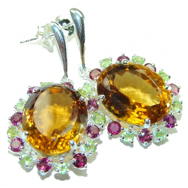 Golden Rays of Sunlight 29.5 carat Yellow Topaz .925 Sterling Silver handcrafted earrings - photo 3