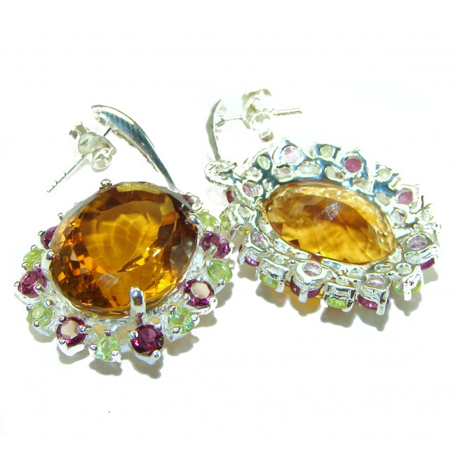 Golden Rays of Sunlight 29.5 carat Yellow Topaz .925 Sterling Silver handcrafted earrings - photo 1