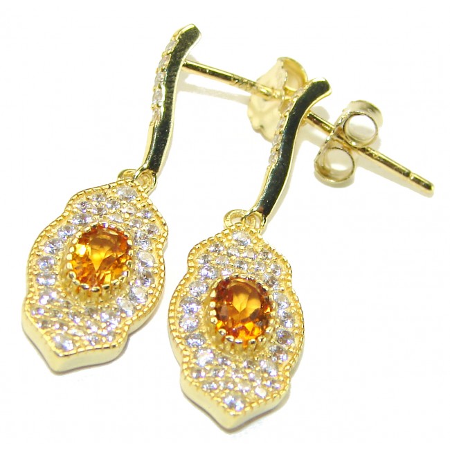 Luxurious Citrine 14K Gold over .925 Sterling Silver handmade earrings