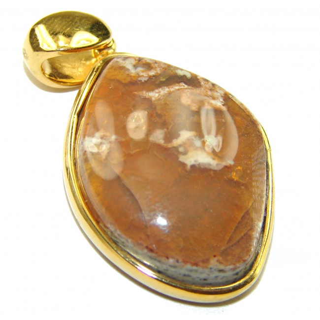 Inner Fire Mexican Fire Opal 18K Gold over .925 Sterling Silver handmade Pendant - photo 3