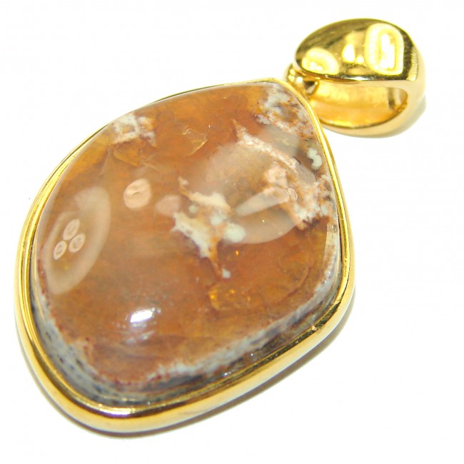 Inner Fire Mexican Fire Opal 18K Gold over .925 Sterling Silver handmade Pendant - photo 2