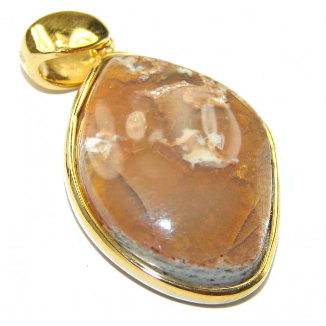 Inner Fire Mexican Fire Opal 18K Gold over .925 Sterling Silver handmade Pendant - photo 1
