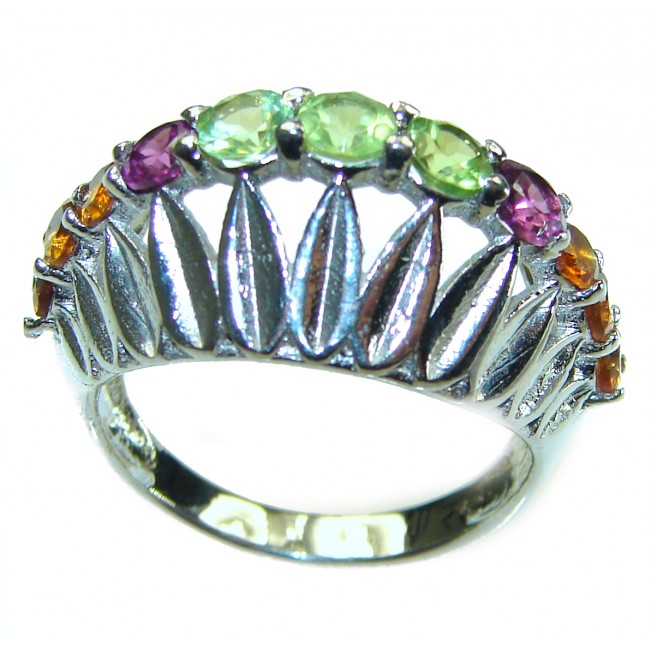 Vintage Design Genuine MultiGems .925 Sterling Silver handcrafted Ring size 8 - photo 2