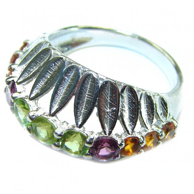 Vintage Design Genuine MultiGems .925 Sterling Silver handcrafted Ring size 8 - photo 1