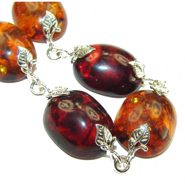 Cognac Color Beautiful Amber .925 Sterling Silver handcrafted Bracelet - photo 1