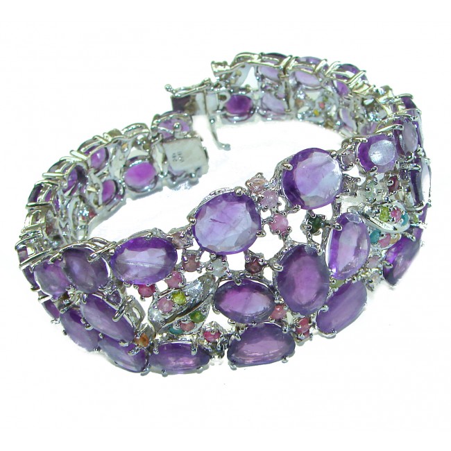 154 carat Truly Spectacular Amethyst .925 Sterling Silver handmade Statement Bracelet - photo 3