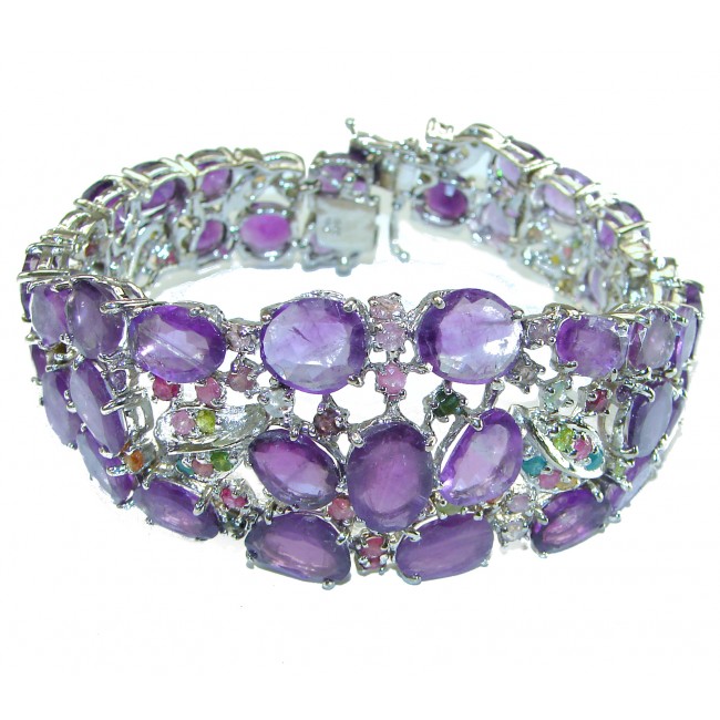 154 carat Truly Spectacular Amethyst .925 Sterling Silver handmade Statement Bracelet - photo 2