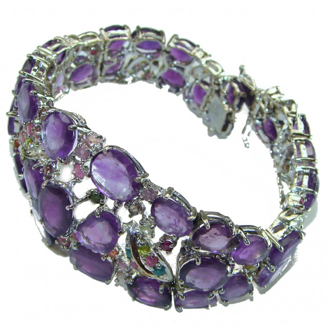 154 carat Truly Spectacular Amethyst .925 Sterling Silver handmade Statement Bracelet - photo 1