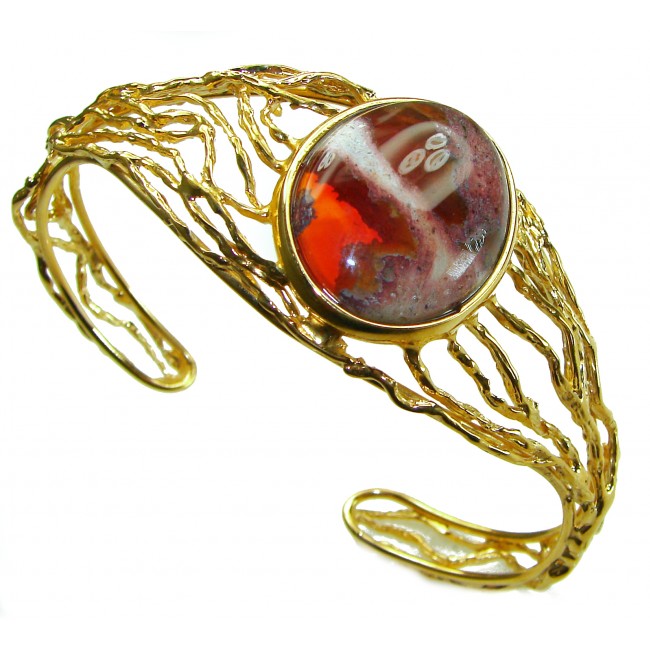 Authentic Mexican Opal handmade 14K Gold over .925 Sterling Silver Bracelet / Cuff - photo 3