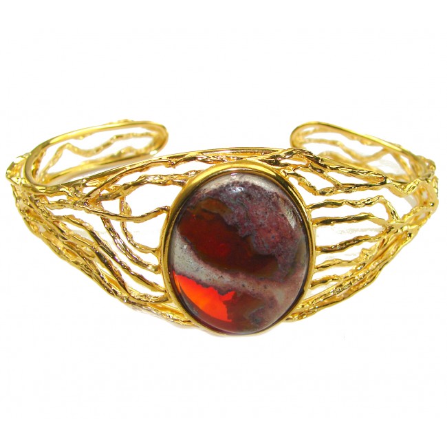 Authentic Mexican Opal handmade 14K Gold over .925 Sterling Silver Bracelet / Cuff - photo 2