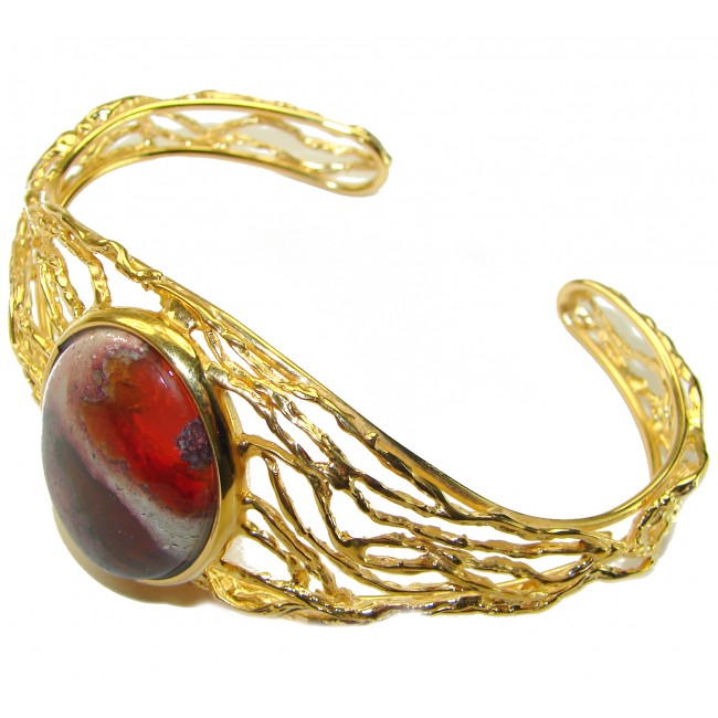 Authentic Mexican Opal handmade 14K Gold over .925 Sterling Silver Bracelet / Cuff - photo 1