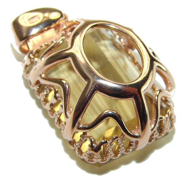 Baquette cut 12.5 carat faceted Champagne Topaz 14K Gold over .925 Sterling Silver handmade Pendant - photo 1