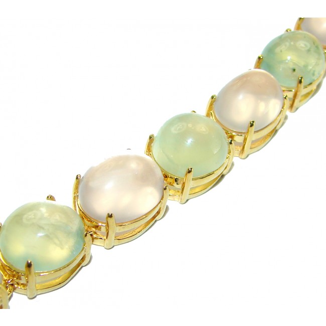 Tutti Frutti Mesmerizing Rose Quartz Prehnite 18K Gold over .925 Sterling Silver handmade Bracelet - photo 3