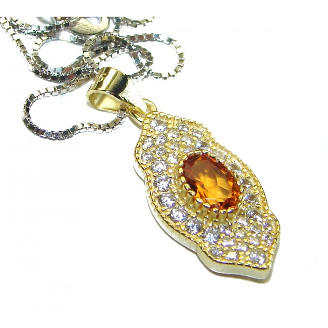Authentic 2.2 carat Citrine 14K Gold over .925 Sterling Silver handmade necklace - photo 1