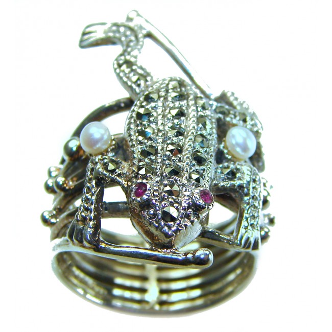 Lucky Frog Authentic Sapphire .925 Sterling Silver Ring size 7 1/4 - photo 3