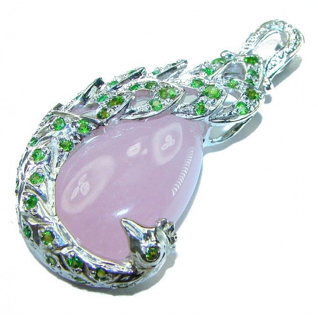 Vintage Beauty quality Rose Quartz .925 Sterling Silver handmade Pendant - photo 3