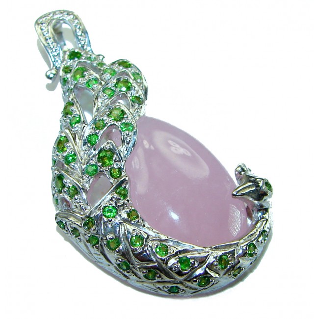 Vintage Beauty quality Rose Quartz .925 Sterling Silver handmade Pendant - photo 1