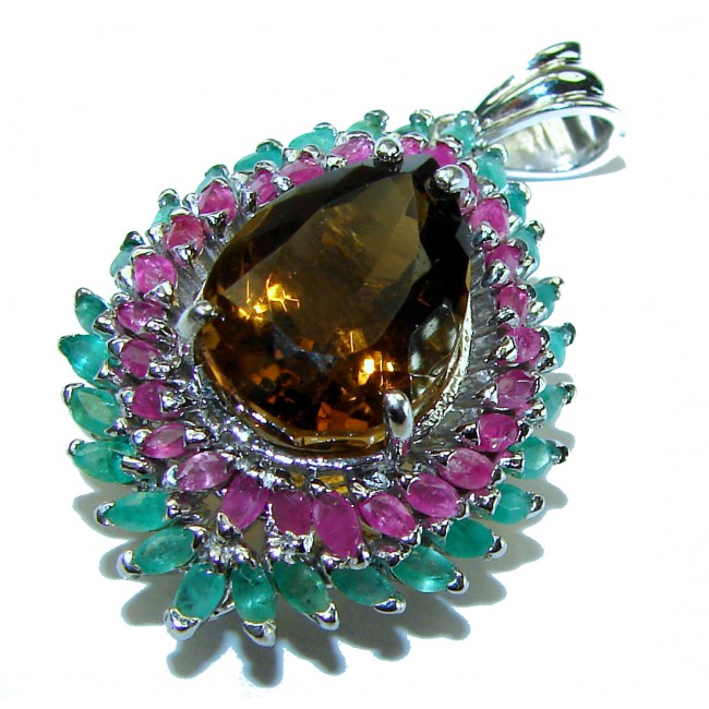 Pure Love 18.5 carat authentic Smoky Topaz .925 Sterling Silver handcrafted Pendant - photo 3