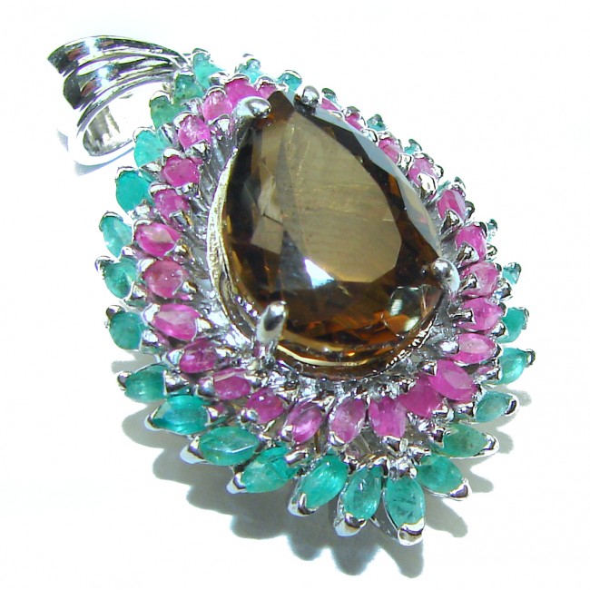 Pure Love 18.5 carat authentic Smoky Topaz .925 Sterling Silver handcrafted Pendant - photo 1