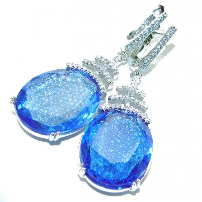 Endless Ocean natural Blue Topaz .925 Sterling Silver handcrafted earrings - photo 3