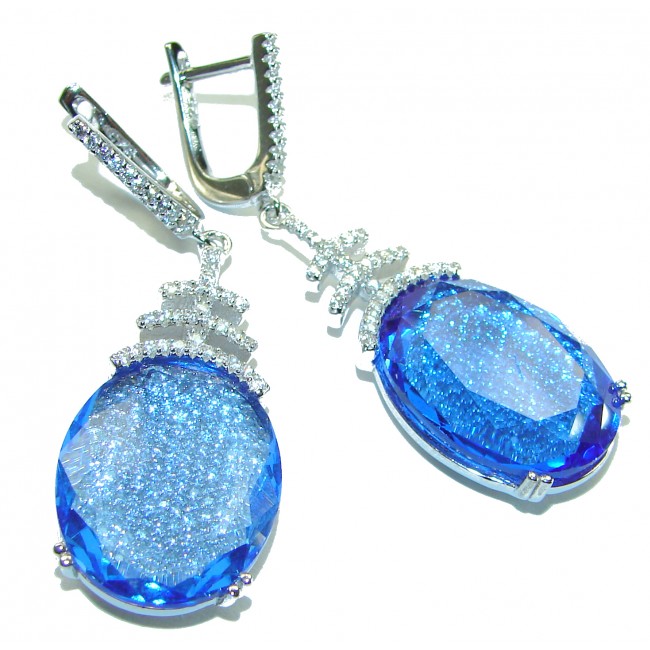 Endless Ocean natural Blue Topaz .925 Sterling Silver handcrafted earrings - photo 2