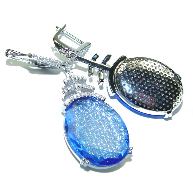 Endless Ocean natural Blue Topaz .925 Sterling Silver handcrafted earrings - photo 1