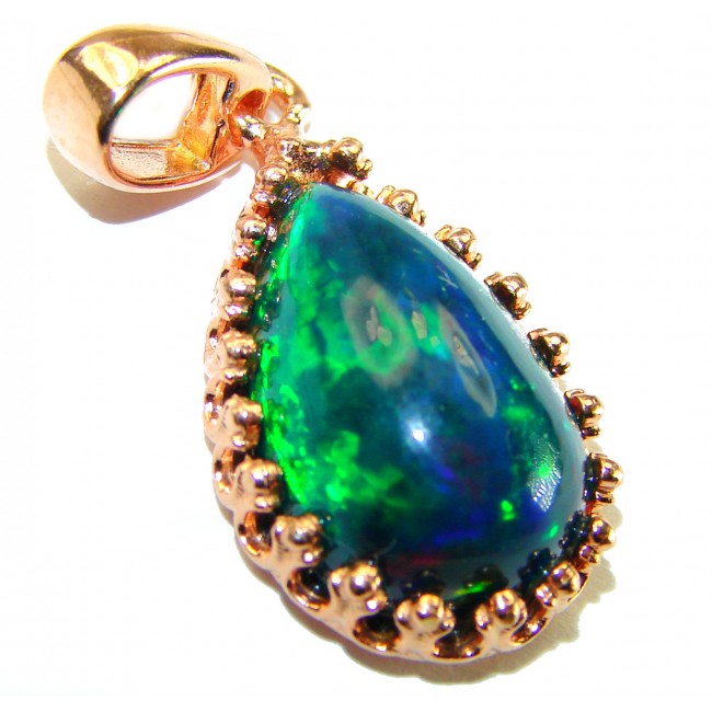 Milky Way 15.6CTW Authentic Black Opal 18K Gold over .925 Sterling Silver handmade Pendant - photo 3