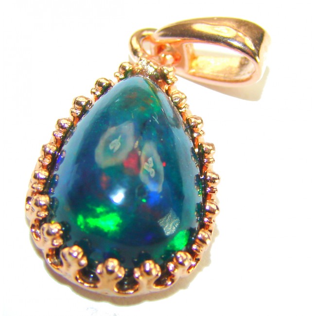 Milky Way 15.6CTW Authentic Black Opal 18K Gold over .925 Sterling Silver handmade Pendant - photo 2